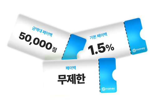 1만점 페이백 , 최대1.5%, 무제한페이백 아이콘